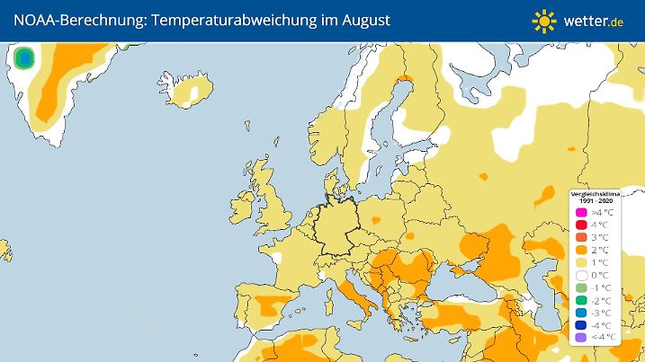 NOAA-Prognose Temperaturen August