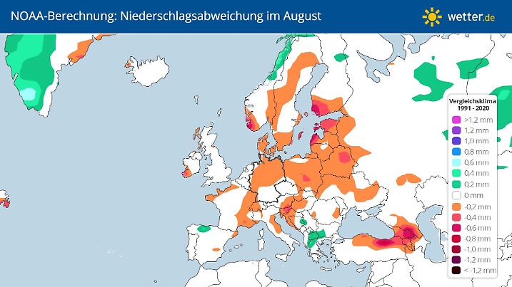 NOAA-Prognose Niederschlag August