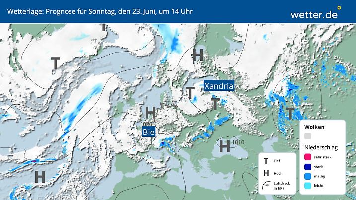 Wetterlage am Sonntag, 23. Juni in Deutschland