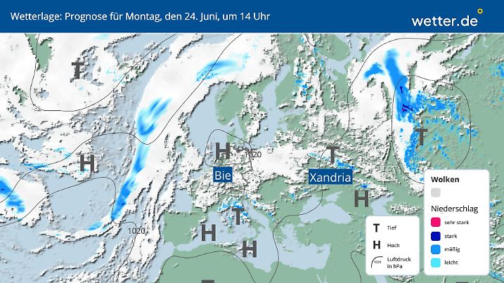 Wetterlage für Montag, 24. Juni in Deutschland