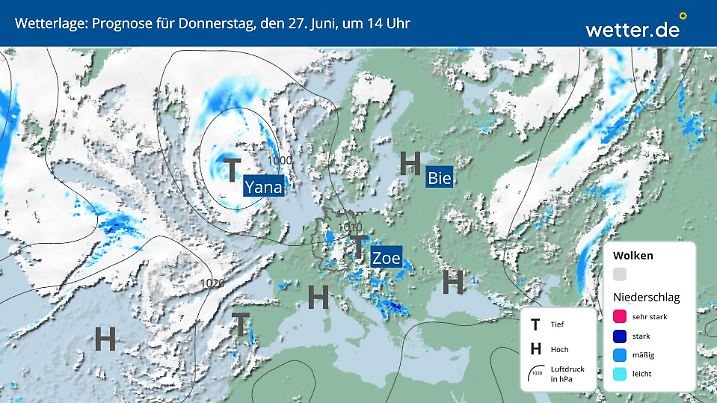 Wetterlage am Mittwoch, 26. Juni in Deutschland