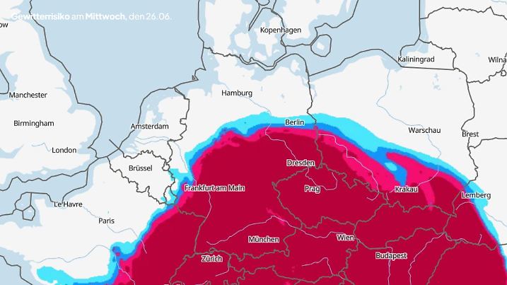 Prognose und Vorhersage Gewittergefahr Deutschland