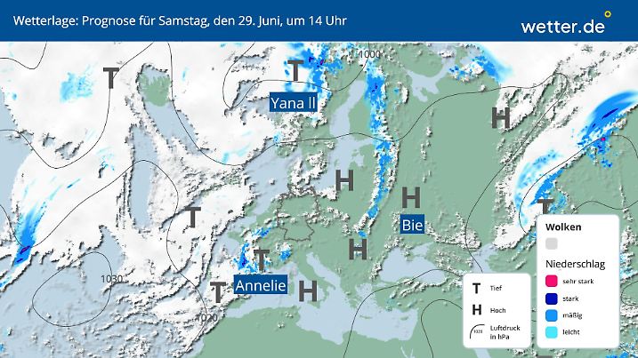 Wetterlage am Samstag, 28. Juni, in Deutschland