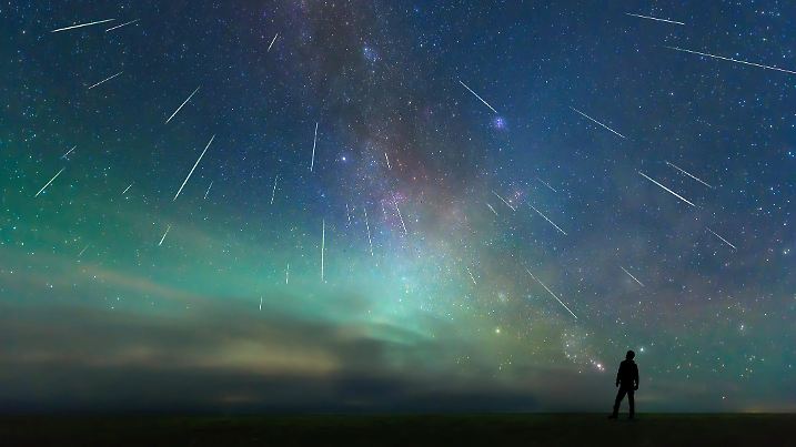 The Perseid meteor shower shot In August 13, 2018, at erenhot, Inner Mongolia china