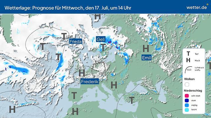 Wetterlage für Mittwoch, 17. Juli in Deutschland