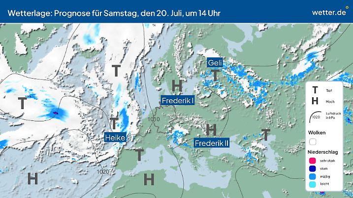 Wetterlage am Samstag, 20. Juli, in Deutschland