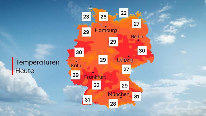 Temperaturhöchstwerte am Freitag in Deutschland