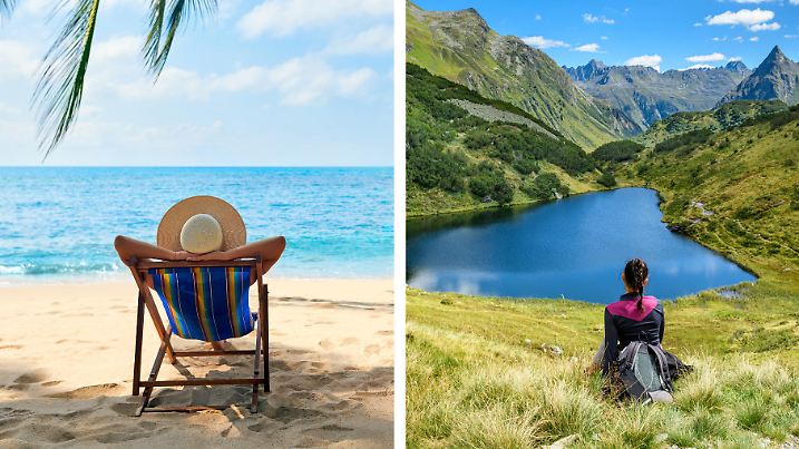 Collage Urlaub am Strand/in den Bergen