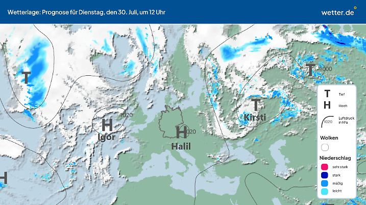 Hoch Halil dominiert die Wetterlage