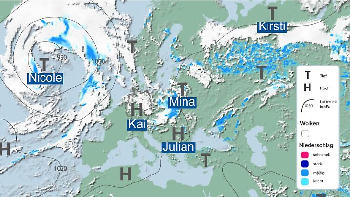 Wetterlage am Montag, 5. August, in Deutschland