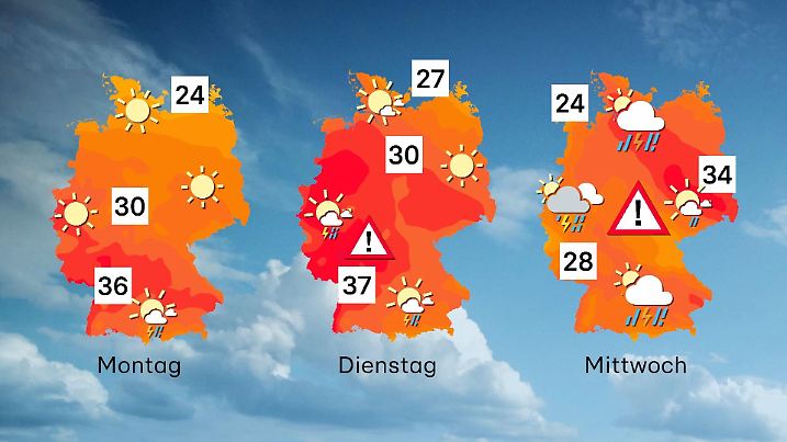 Der Wettertrend von Montag bis Mittwoch in Deutschland
