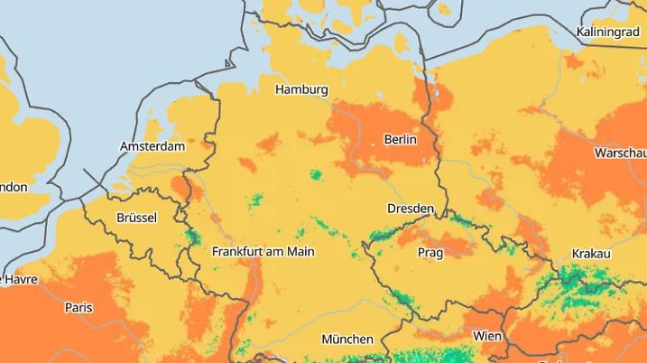 Die Grafik zeugt die Höchstwerte am Sonntag 18.08.2024