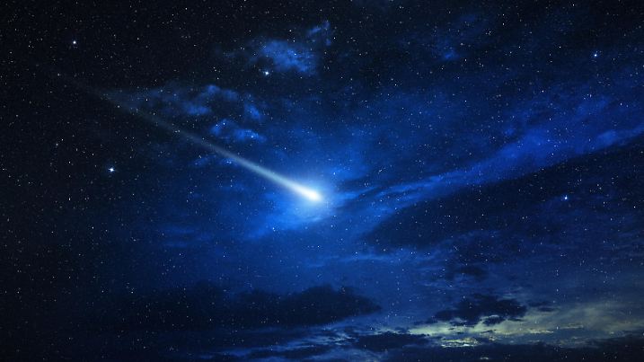comet star shining in a blue sky