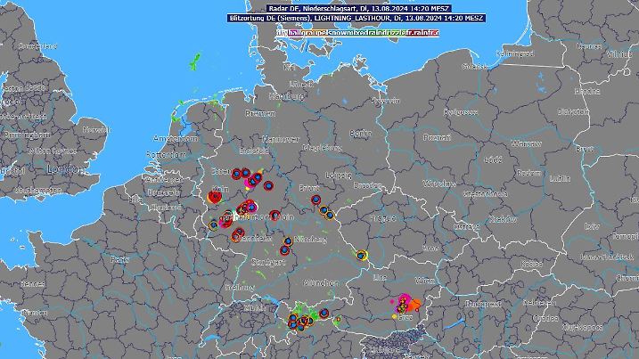 Stormtracking in Deutschland für 13. August 2024
