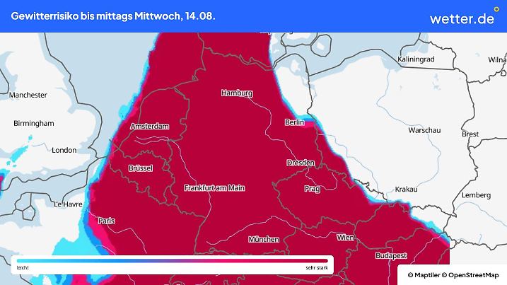 Das Gewitterrisiko am Mittwochvormittag
