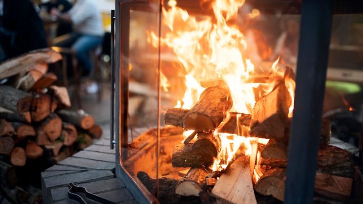 Fireplace at the cafe