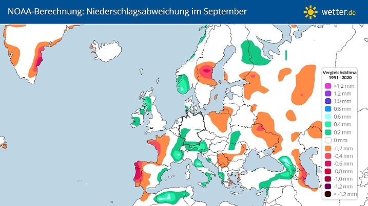 Monatsprognose NOAA für den September in Deutschland