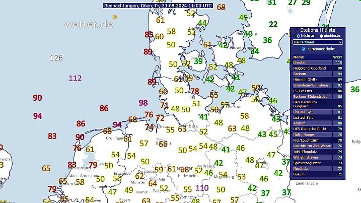 Windböen durch Tief Ursula