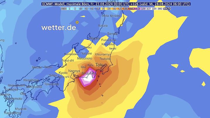 Prognose und Vorhersage für Taifun Shanshan