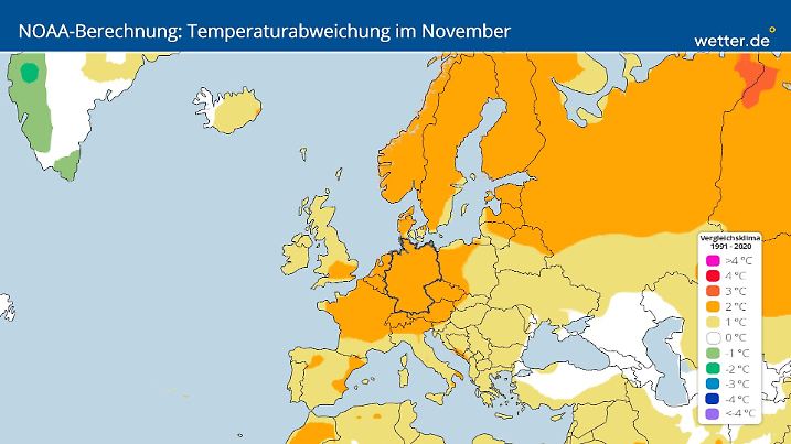 Monatsprognose der NOAA für den November in Deutschland