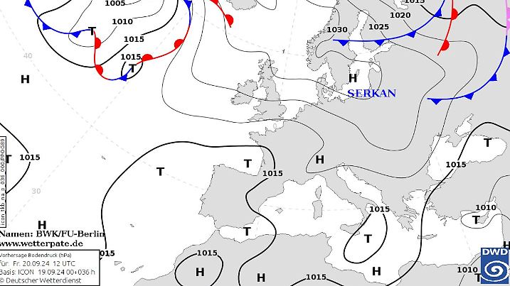 Die Wetterlage für Europa am Freitag, 20.09.2024