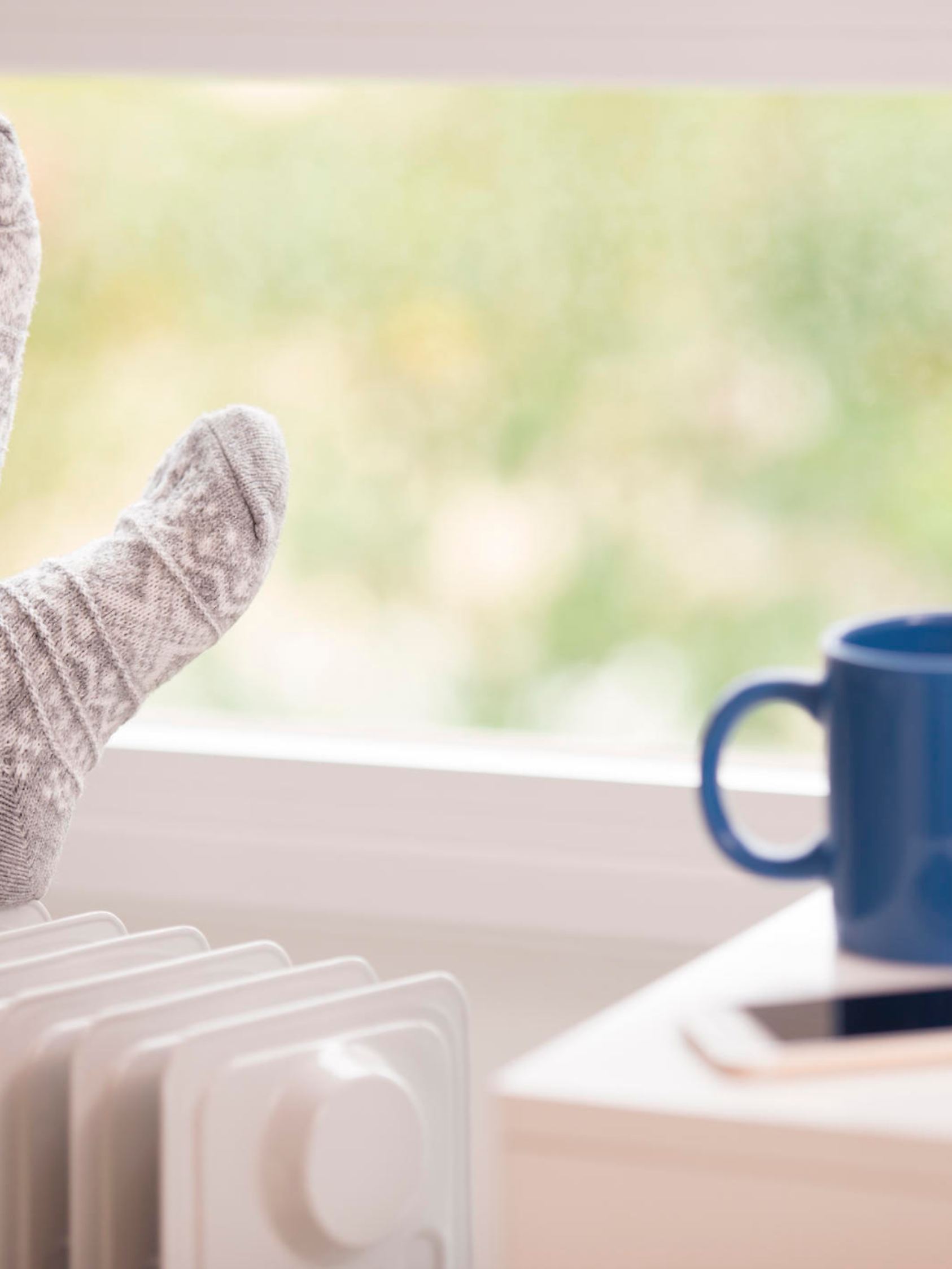 legs on radiator at winter season