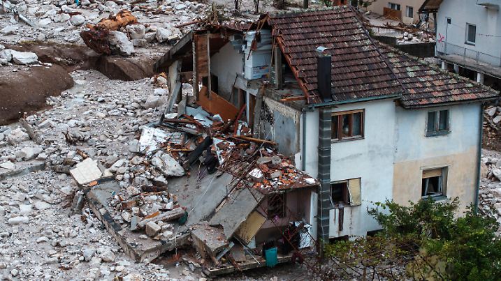 A drone view shows a flooded residential area in Donja Jablanica, Bosnia and Herzegovina, October 5, 2024.REUTERS/Marko Djurica