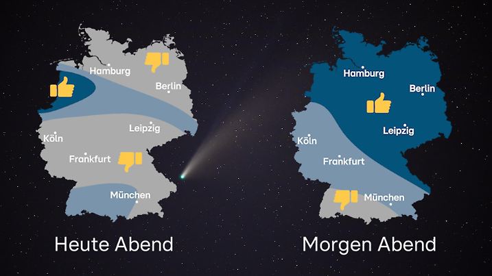 Am Dienstagabend gibt es gute Chancen den Kometen am Abendhimmel zu sehen