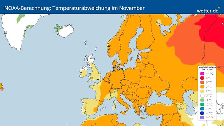 Die NOAA sieht den November derzeit viel zu warm.