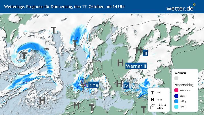 Wetterlage für den 16. Oktober in Deutschland