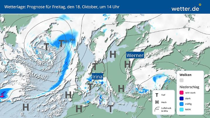 Wetterlage am Freitag, 18. oktober 2024, in Deutschland