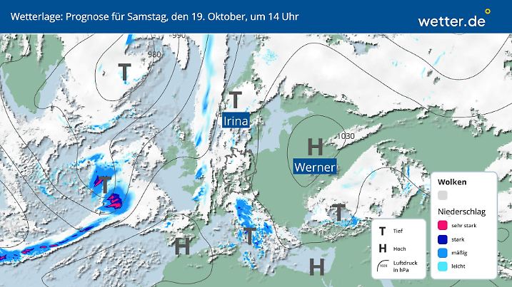 Wetterlage in Deutschland am Samstag, 18. Oktober