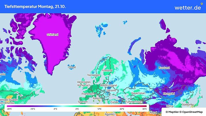Tiefstwerte Nordhalbkugel