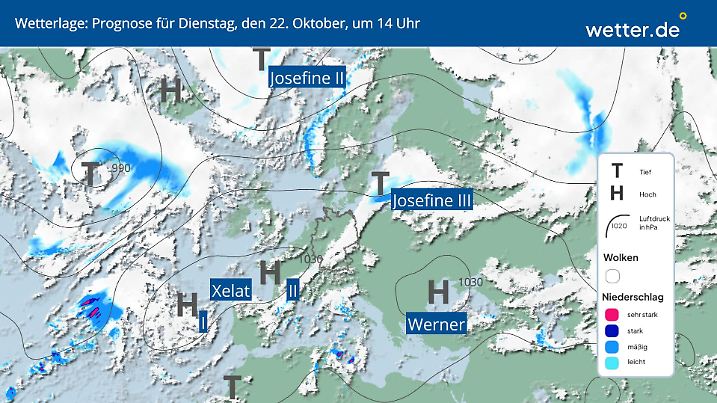 Wetterlage für Europa am 22. Oktober 2024