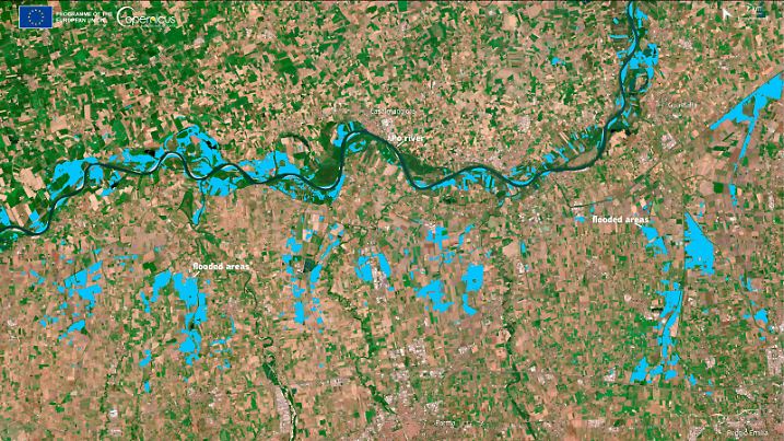 Satellitenbild des Copernicus-Programms der EU von der Region Emilia-Romagna