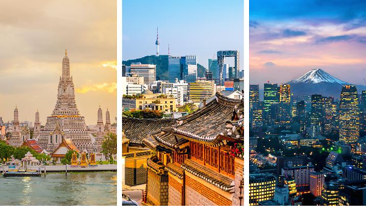 Collage Bangkok (Thailand), Seoul (Südkorea), Tokio (Japan)
