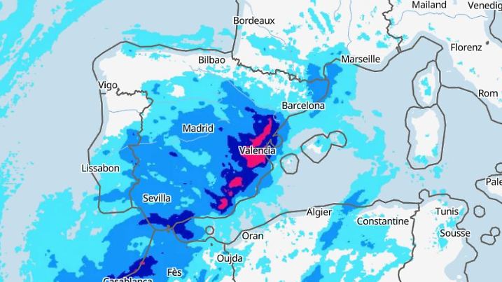 Prognose und Trend für den Regen im Südwesten Europas