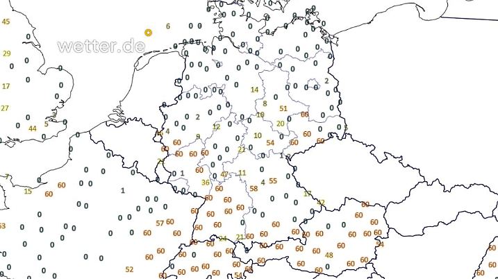 Die Grafik zeigt die Sonnenminuten zwischen  9 und 10 Uhr