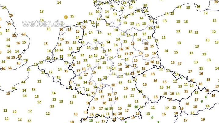 Die Grafik zeigt die Höchstwerte am Dienstag, 29.10.2024 um  12:00 Uhr