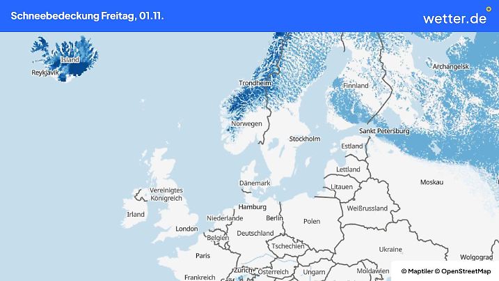 Schon am Freitag sind weite Teile Skandinaviens verschneit. Danach rutscht die "Schneekante" noch südlicher.