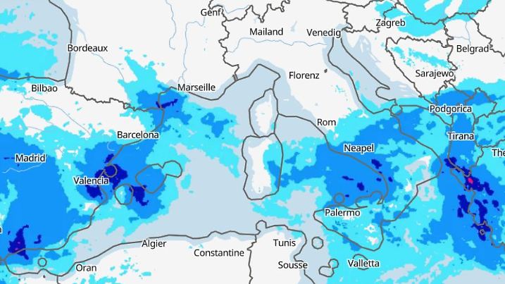 Prognose und Vorhersage: Gewitter und Regen im Süden Europas
