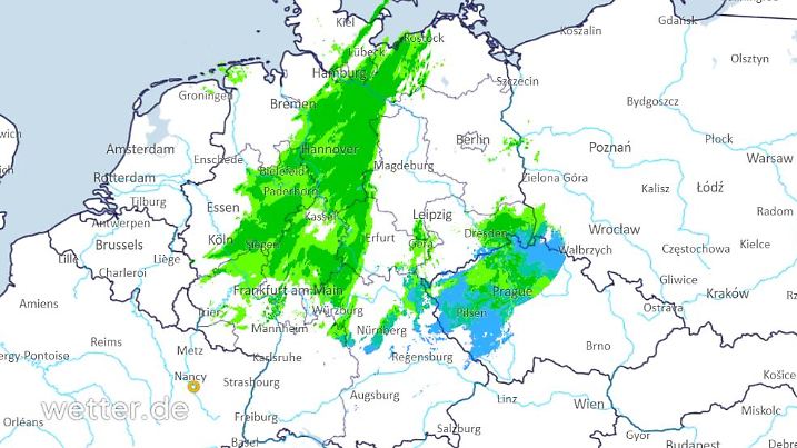 Niederschlagsartradar von Mittwoch, 13.11.2024, um 12:05 Uhr