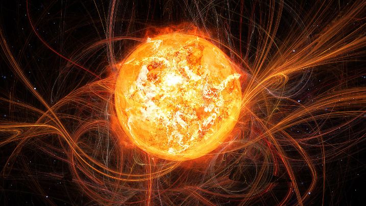 An image of the sun in space