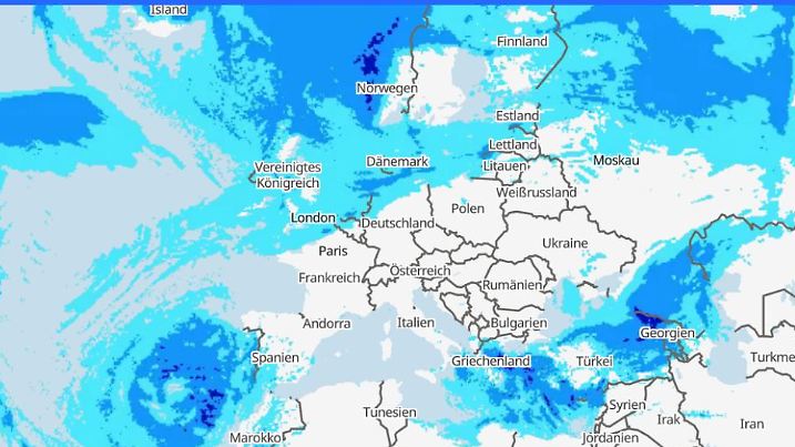 Die Grafik zeigt die Niederschlagsverteilung in Europa am Samstag, 16.11.2024