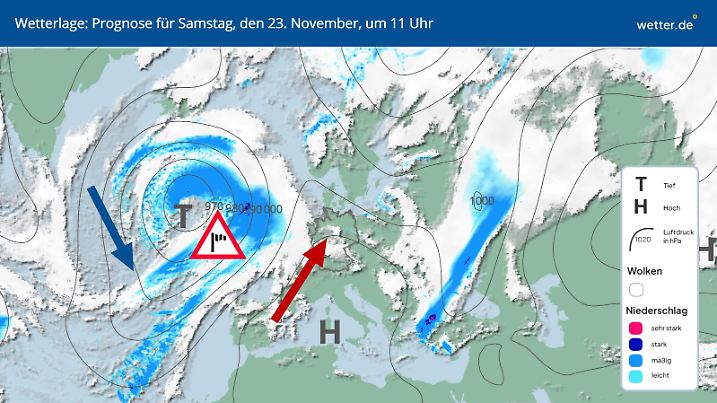 Die nächste Bombogenese: Von Freitag zu Samstag entsteht ein großer Orkan vor den Britischen Inseln und schaufelt sehr milde Luft zu uns.