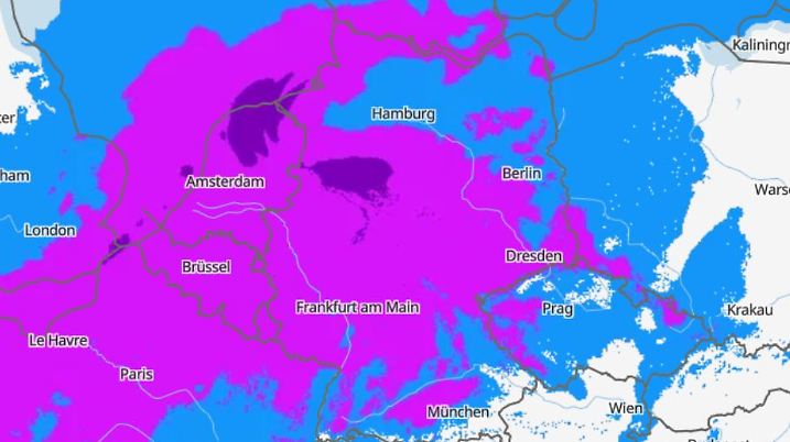 Windgeschwindigkeit in Deutschland am Mittwoch, 27. November