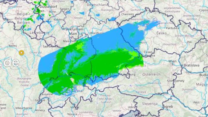 Niederschlagsradar: Hier regnet es oder schneit es gerade.