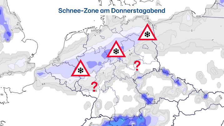Am Donnerstagabend reicht die Schneezone vom Westen bis in den Nordosten.