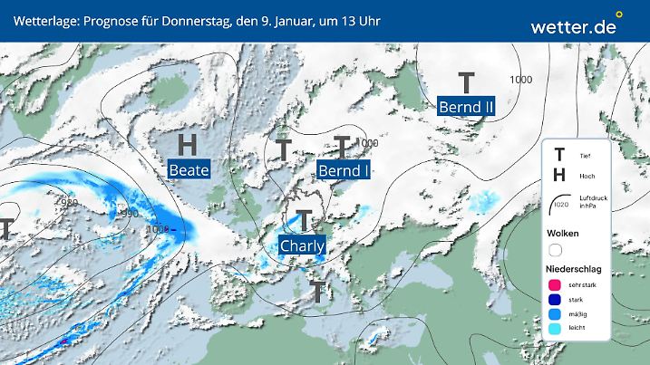 Wetterlage mit Tief Charly