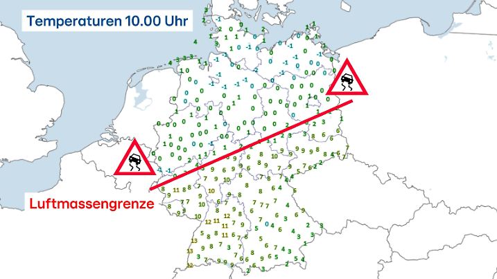 Temperaturen um 10.00 Uhr